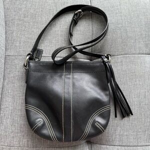 Coach Leather Mini SoHo Hobo Black Leather Crossbody Bag - Silver Hardware